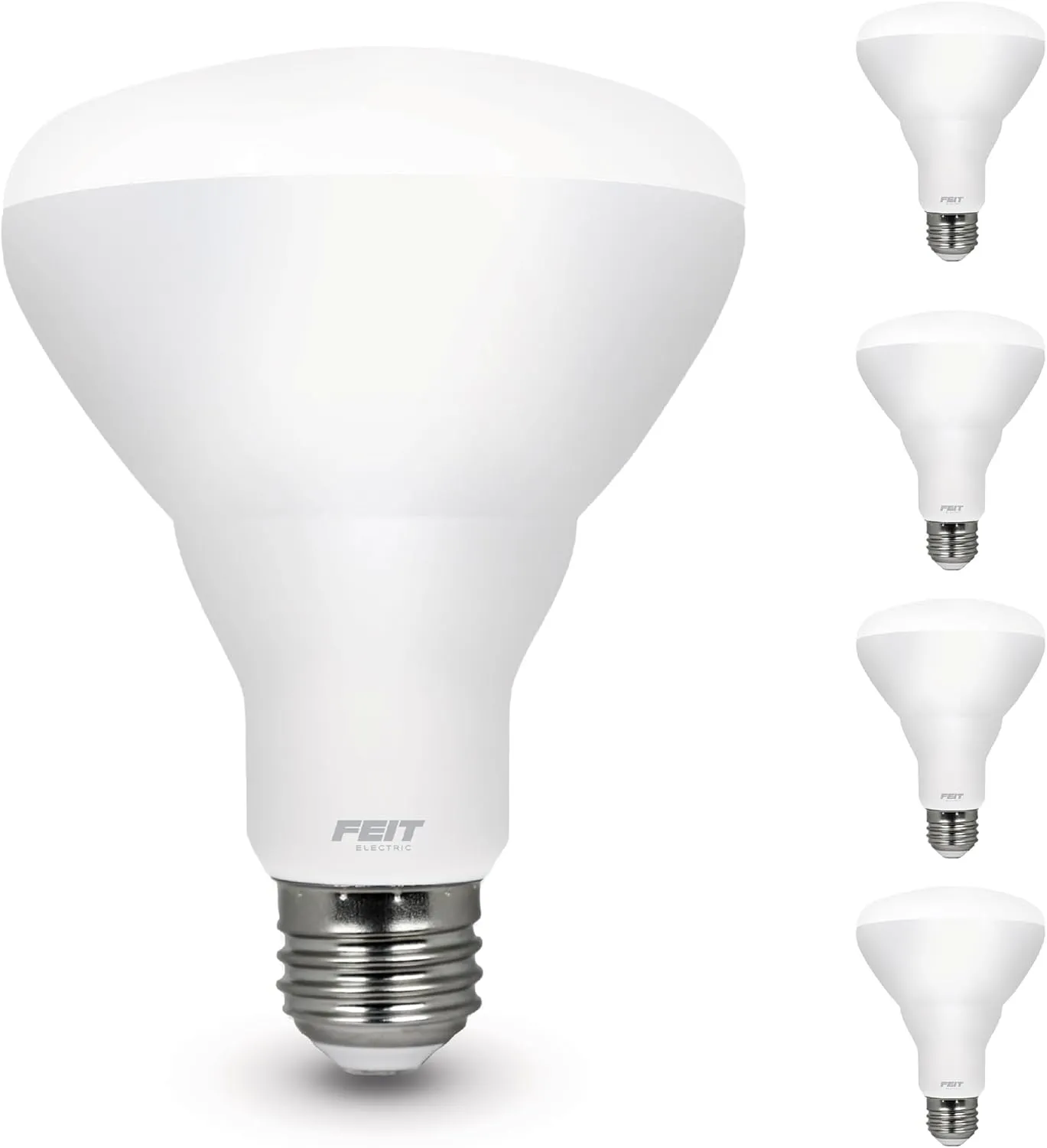 Feit Electric BR30 LED Light Bulb, 100W Equivalent, Dimmable, 1400 Lumens, E26 Standard Base, 5000K Daylight, 90 CRI, Flood Light Bulb for Recessed Cans, 22-Year Lifetime, BR30DM/1400/950CA/4, 4 Pack