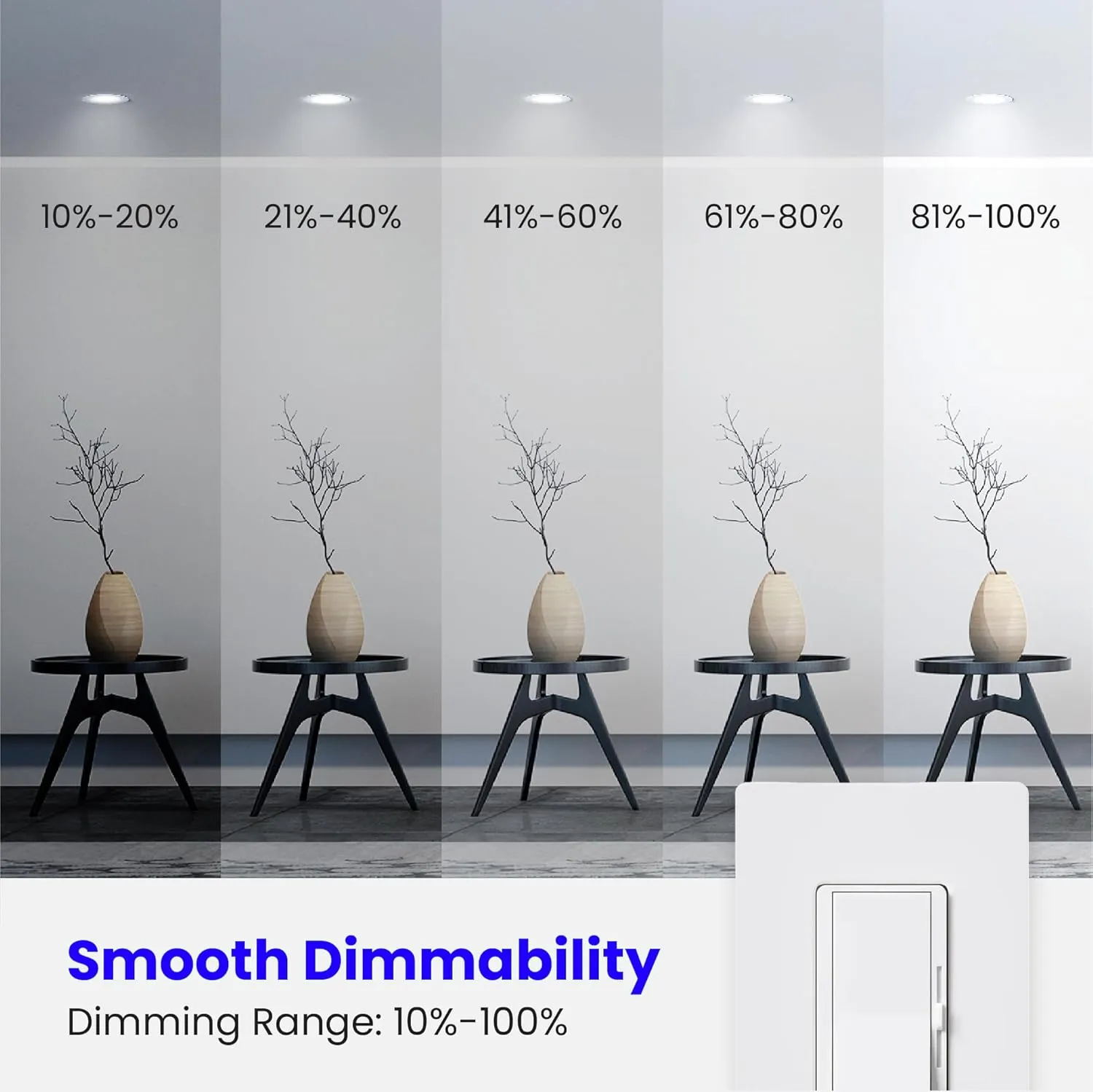 Feit Electric BR30 LED Light Bulbs, 100W Equivalent, Dimmable, E26 Standard Base, 80 CRI, 1400 Lumens, 5000K Daylight, 120V, 10 Years Lifetime, Damp Rated, 6 Pack, 100BR30DM85010KLED/6