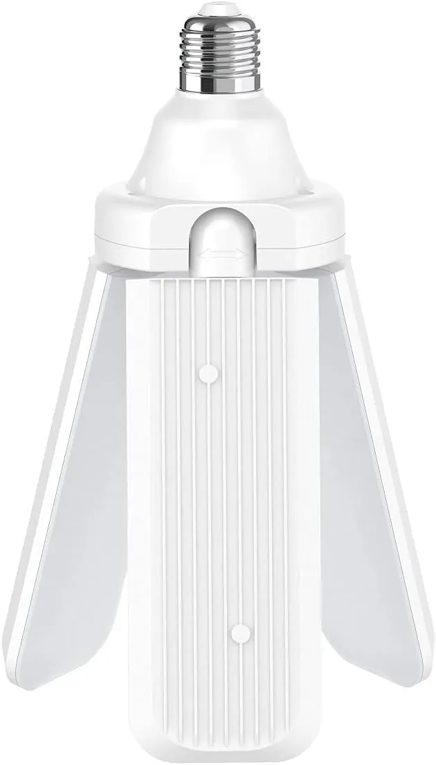 Feit Electric LED Garage Light, 3 Panel Adjustable Screw-in LED Shop Light Bulb, E26 Base, 4000 Lumens, Non-Dimmable, 5000k Daylight, Garage Ceiling Light, White, ADJ4000/5K/LED