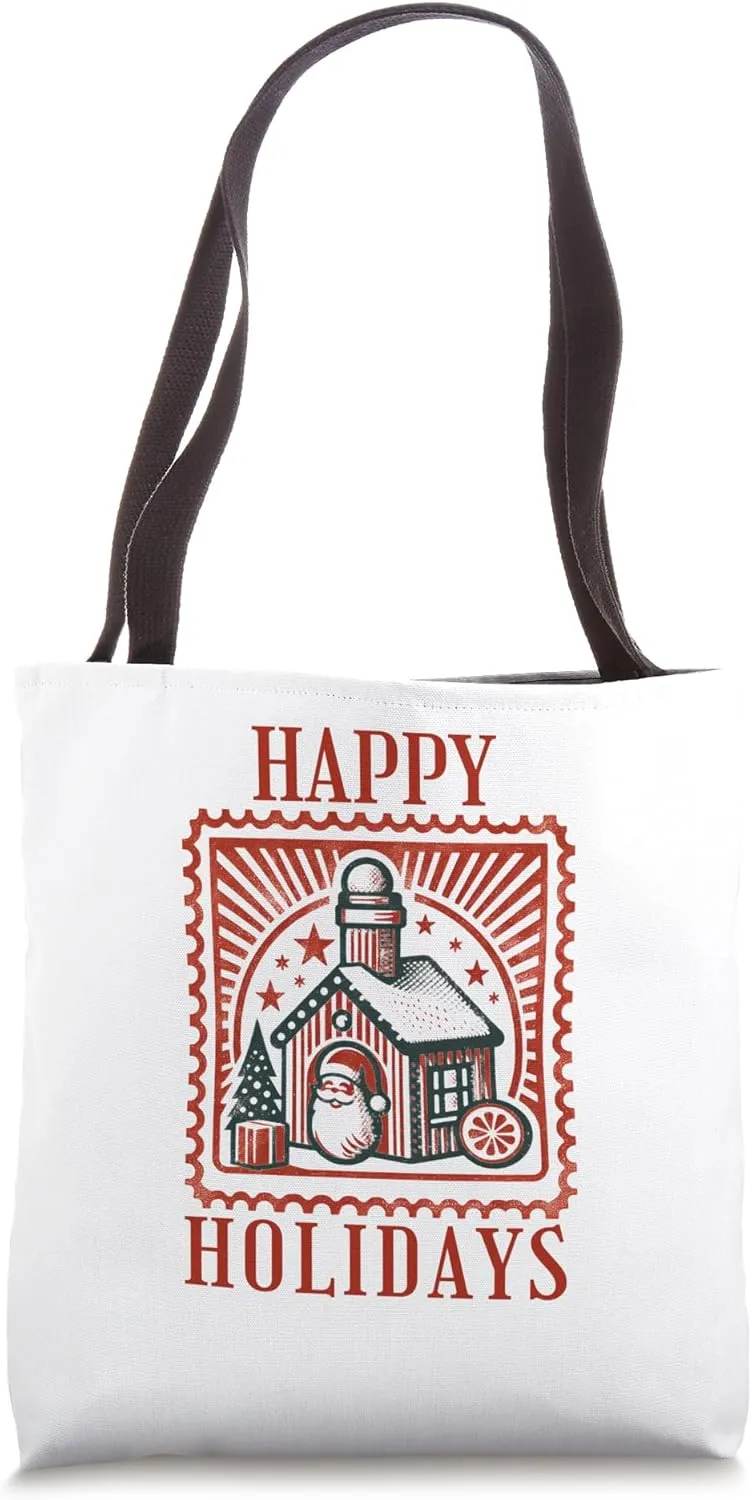Festive Postage Stamp Design for Holiday Celebrations Tote Bag