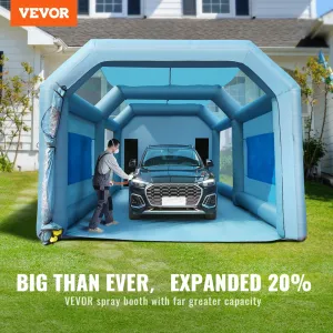 (FINAL PRICES ARE LOWER ON OUR SITE!) VEVOR Inflatable Paint Booth, 28x16x11ft Inflatable Spray Booth, High Powerful 750W 950W Blowers Spray Booth Tent, Car Paint Tent Air Filter System for Car Parking Tent Workstation Motorcycle Garage