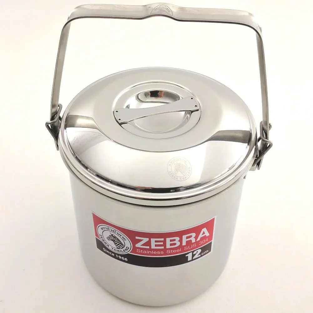 Firebox Locking Bail Handle Camping Pot, Billy Can Bushcraft Kit - Zebra Loop Handle Pot SS Handle Clips (Installed)