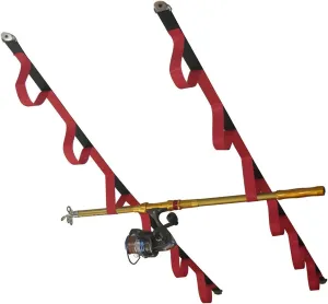 Fishing Pole Holder Soft Webbing Overhead or Wall Fishing Rod Rack Fit Fishing Rods Hiking Poles Ski Poles Hockey Sticks and Cue Fishing Rod Storage Rack