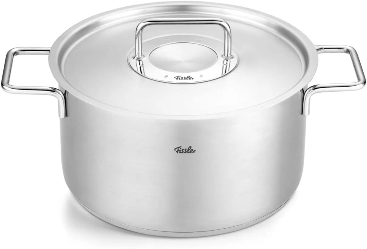 Fissler Pure Collection Stainless Steel 6.7 Quart Stock Pot with Metal Lid