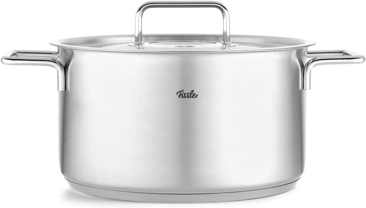 Fissler Pure Collection Stainless Steel 6.7 Quart Stock Pot with Metal Lid