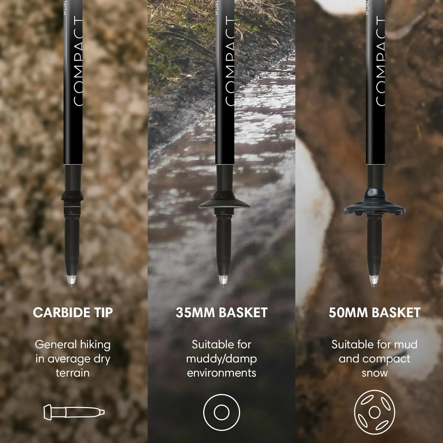 Fizan Compact 3 Trekking Poles – 5.6 oz Ultralight, Backpacking, Thru Hiking Poles, Adjustable, Collapsible, Customized Fit, EVA Grips, Aluminum Walking Sticks (Compact 3)