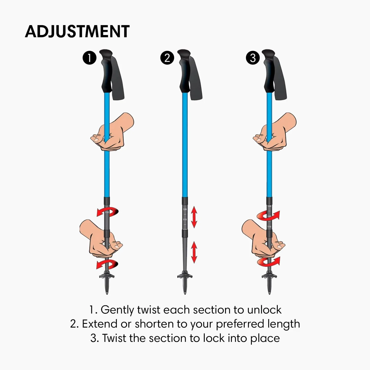 Fizan Compact 3 Trekking Poles – 5.6 oz Ultralight, Backpacking, Thru Hiking Poles, Adjustable, Collapsible, Customized Fit, EVA Grips, Aluminum Walking Sticks (Compact 3)