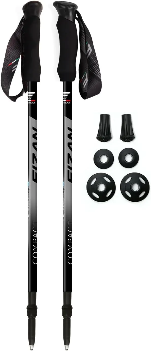 Fizan Compact 3 Trekking Poles – 5.6 oz Ultralight, Backpacking, Thru Hiking Poles, Adjustable, Collapsible, Customized Fit, EVA Grips, Aluminum Walking Sticks (Compact 3)