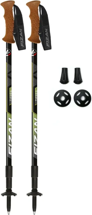 Fizan Tierra Trekking Poles – 8 oz, Ultralight, Backpacking, Thru Hiking Poles, Adjustable, Collapsible, Customized Fit, Cork Grips, Aluminum Walking Sticks (Green)