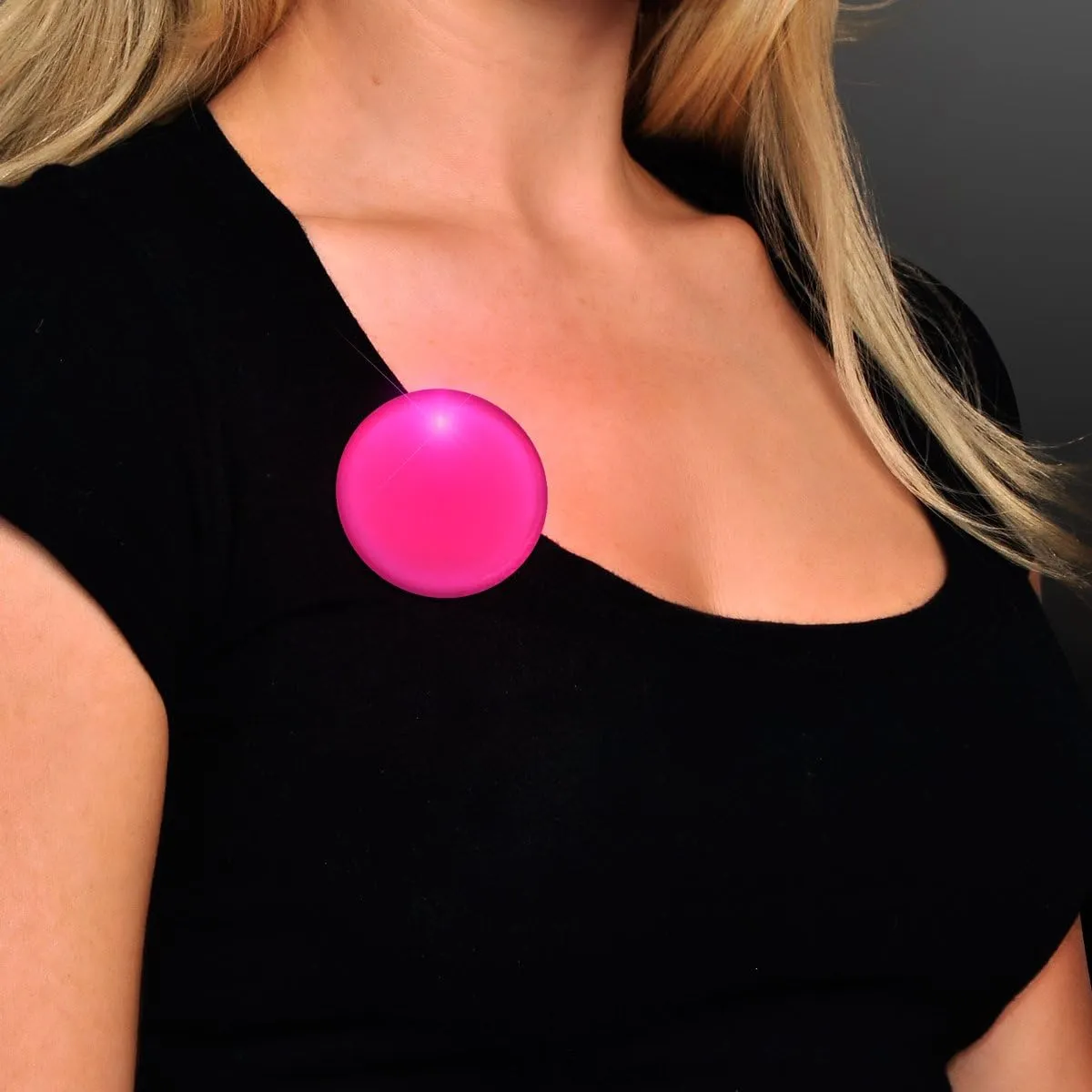 FlashingBlinkyLights Light Up Pink Frosted Circle LED Badge