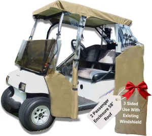 Formosa | 2 Passenger Driving Golf Cart Enclosure Golf Cart Rain Cover, Winter Cover, Insect Cover - Strong YKK Door Zipper Fits EZGO, Club Car, Onward, Yamaha Buggy Covers
