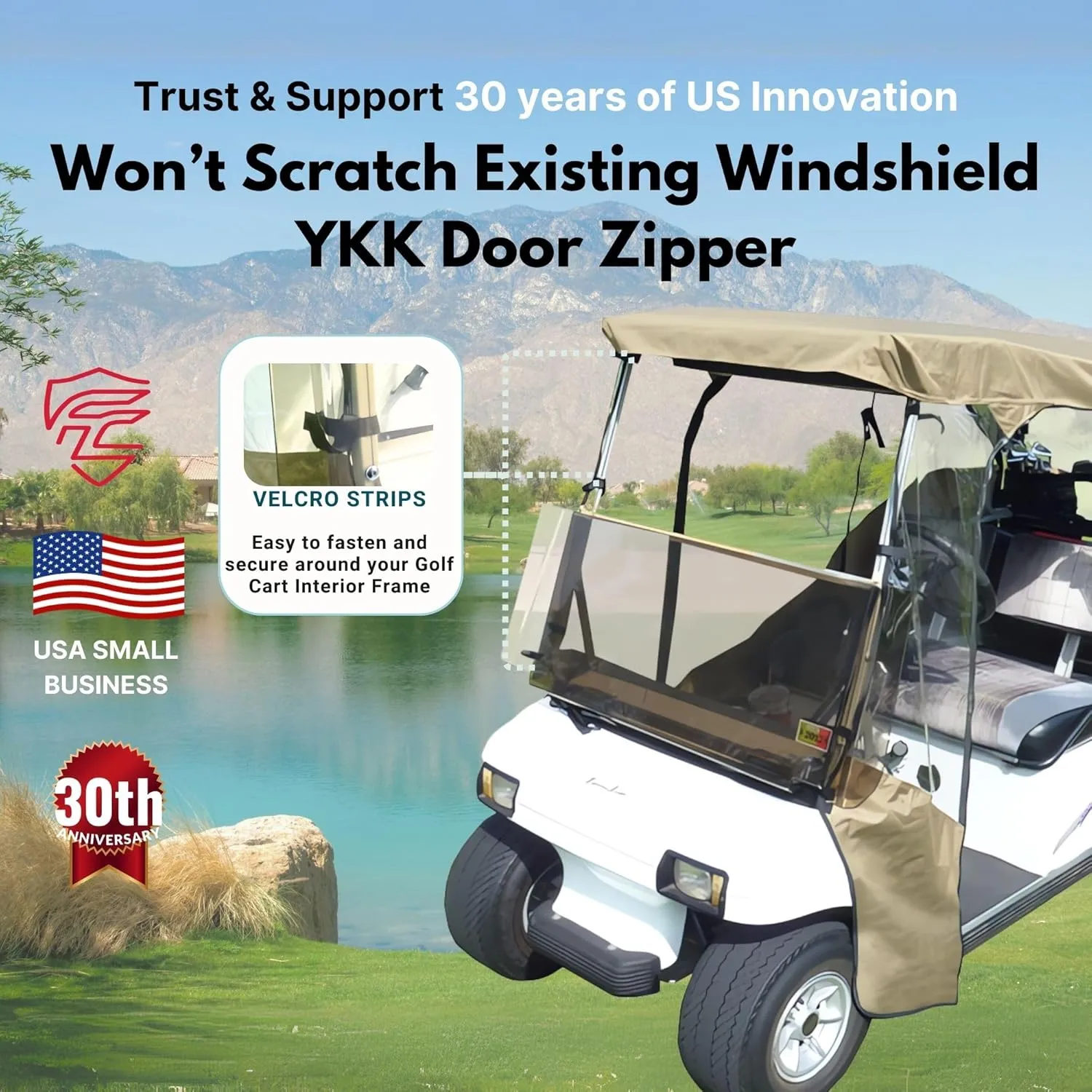 Formosa | 2 Passenger Driving Golf Cart Enclosure Golf Cart Rain Cover, Winter Cover, Insect Cover - Strong YKK Door Zipper Fits EZGO, Club Car, Onward, Yamaha Buggy Covers