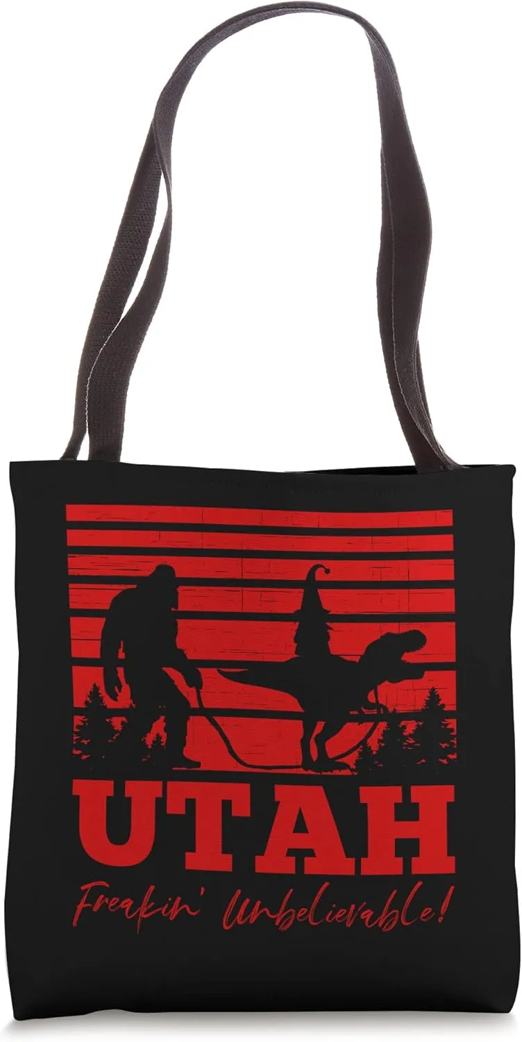 Freakin Unbelievable Funny Utah Bigfoot T-Rex Gnome UT Tote Bag