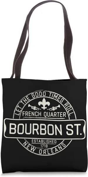 French Quarter Bourbon St New Orleans Fleur De Lis Souvenir Tote Bag