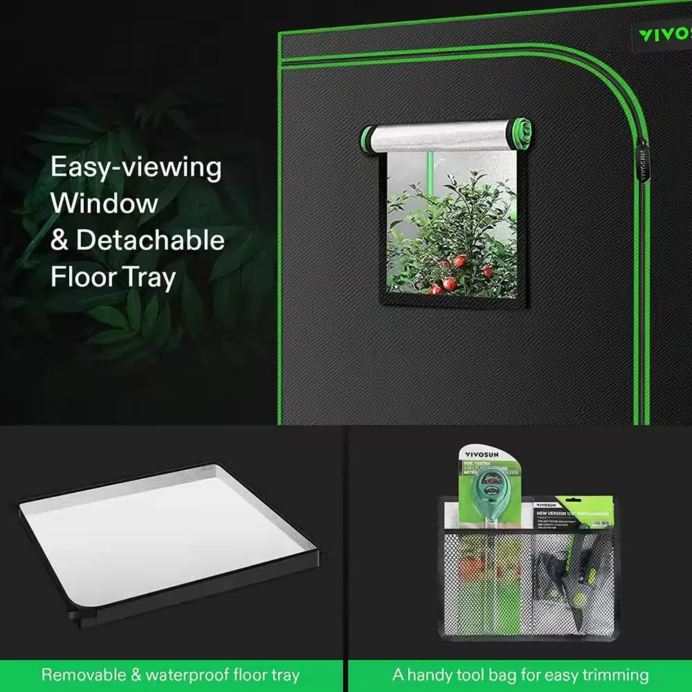 Ft. Ft. and Floor Observation Mylar Hydroponic Tray 4 with Grow Tent 4 X Window Exclusive offer Trusted