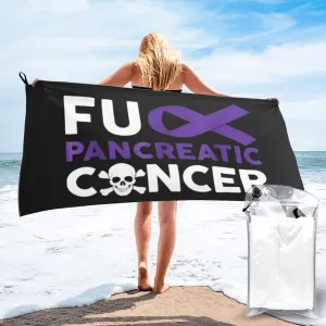 Fuck Pancreatic Cancer Beach Towel with Travel Bag 27.5"x55" Quick Dry Sand Free Lightweight Large Oversized Towels Light Vacation Essentials