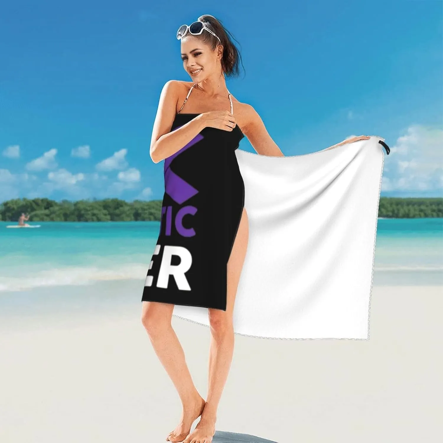 Fuck Pancreatic Cancer Beach Towel with Travel Bag 27.5"x55" Quick Dry Sand Free Lightweight Large Oversized Towels Light Vacation Essentials
