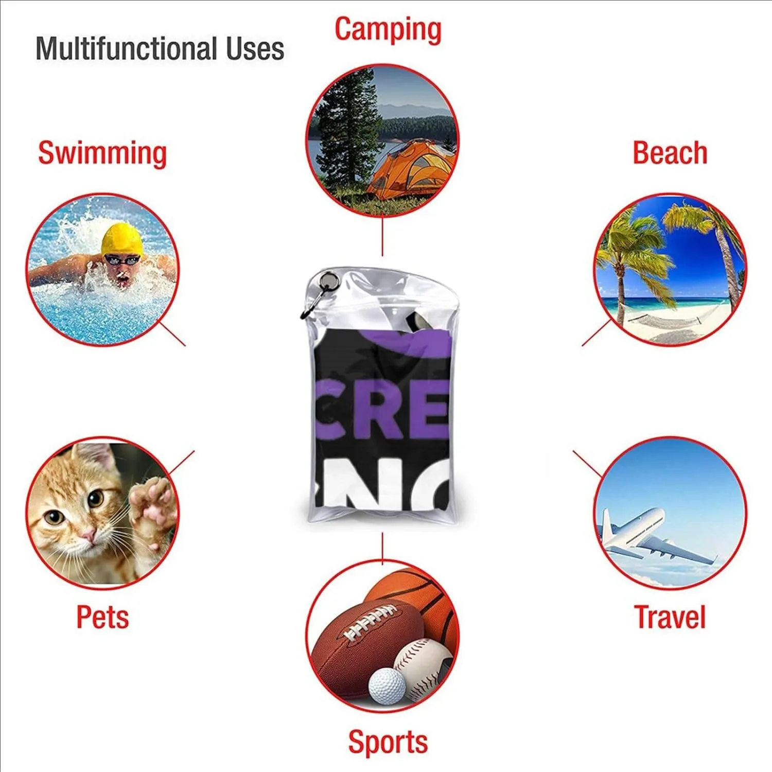 Fuck Pancreatic Cancer Beach Towel with Travel Bag 27.5"x55" Quick Dry Sand Free Lightweight Large Oversized Towels Light Vacation Essentials