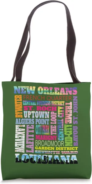 Fun New Orleans Louisiana Neighborhoods NOLO Mardi Gras Tote Bag