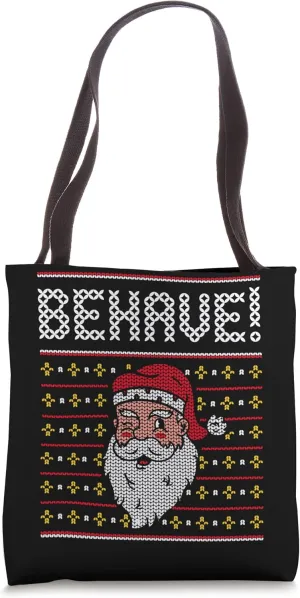 Funny Wink Santa - BEHAVE Tote Bag
