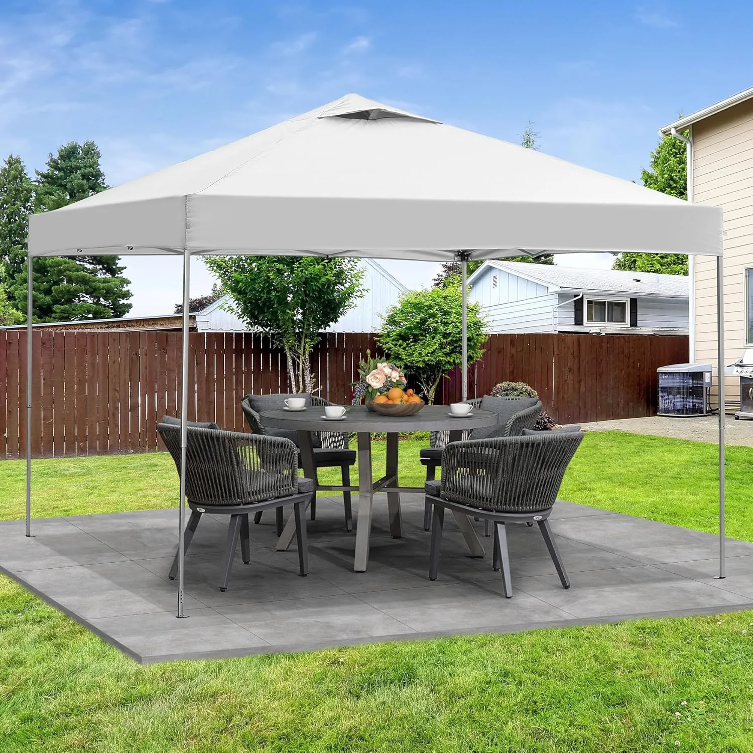 GDY 10'x10' Pop Up Canopy Tent, Portable Gazebo, Easy Up Outdoor Canopy for Events, Parties, Camping, White.