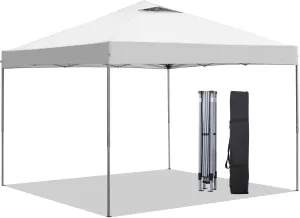 GDY 10'x10' Pop Up Canopy Tent, Portable Gazebo, Easy Up Outdoor Canopy for Events, Parties, Camping, White.