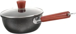 GLEAVI Picnic Pot Iron Stockpot Camping Cookware Backpacking Pot Wood Handle for Stewing Cooking