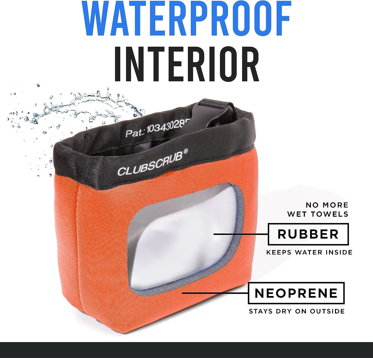 Golf Club and Golf Ball Cleaning Bag, Waterproof Clean Face Technology Liner, Detachable Clip, Machine Washable, Cleans Club Grooves, Dry Exterior (Neoprene or Microfiber Option Available)