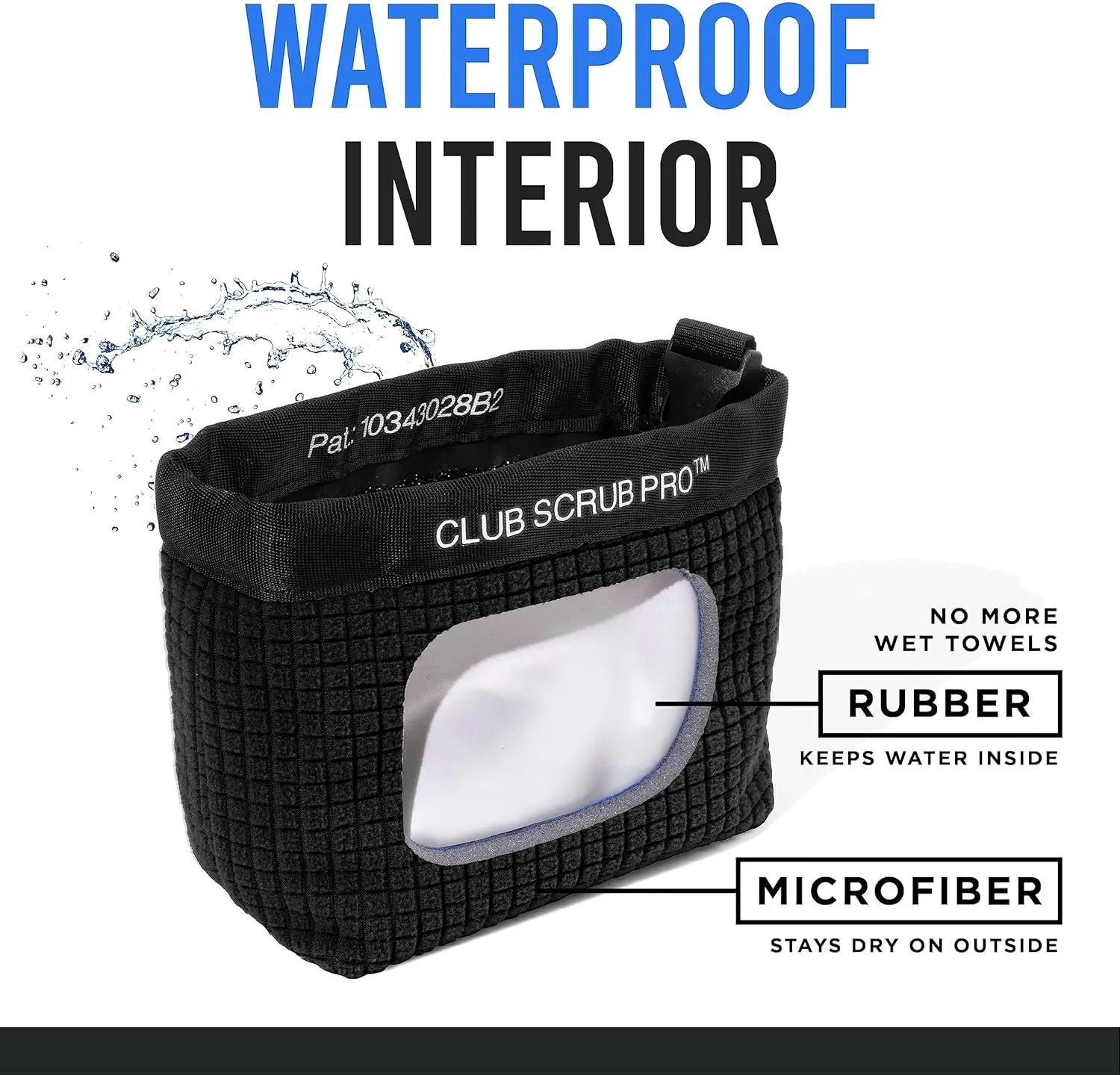 Golf Club and Golf Ball Cleaning Bag, Waterproof Clean Face Technology Liner, Detachable Clip, Machine Washable, Cleans Club Grooves, Dry Exterior (Neoprene or Microfiber Option Available)