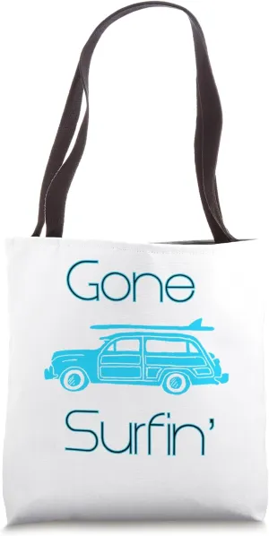 Gone Surfin' Surfing Beach Ocean Woody Car Tote Bag
