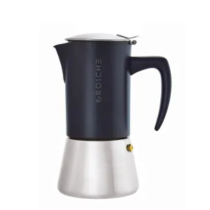 GROSCHE MILANO Steel Stovetop Espresso Maker - Black: 6 cup/9.3 oz