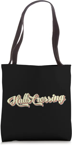 Halls Crossing TShirt Retro Art Baseball Font Vintage Tote Bag