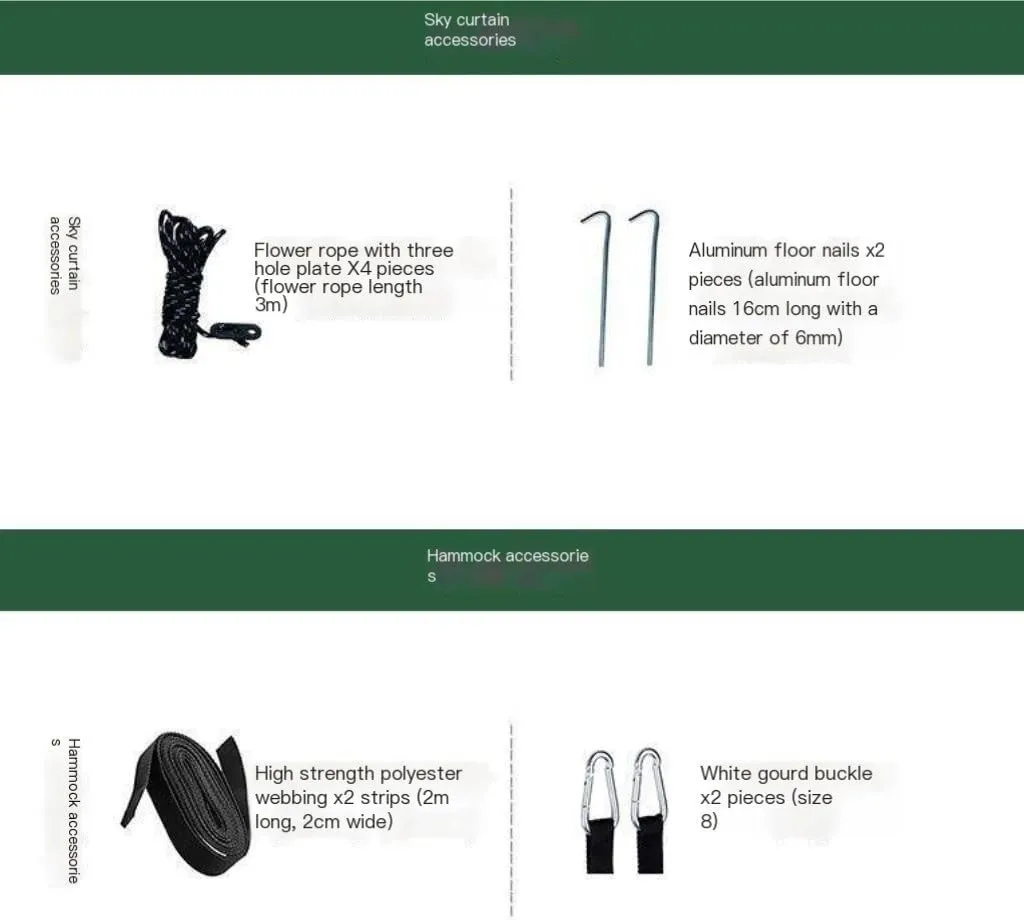 Hammocks Automatic Quick-Opening Mosquito Net Hammock Canopy Set Canopy Parachute Cloth Pole Mosquito Net Hammock Camping Hammocks(A)
