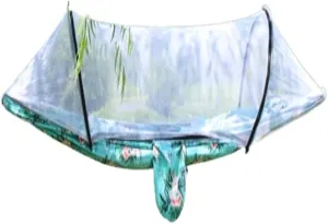 Hammocks Hammock Outdoor Camping Single and Double Anti-Rollover 210T Nylon Spinning Pole Anti-Mosquito Hammock Camping Hammocks(G)