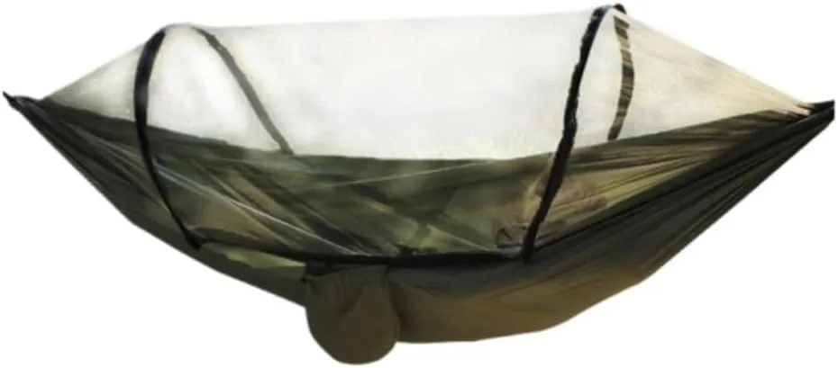 Hammocks Outdoor Fully Automatic Quick-Opening Hammock with Mosquito Net, Outdoor Nylon Cloth Camping Pole Hammock Camping Hammocks(Brown)