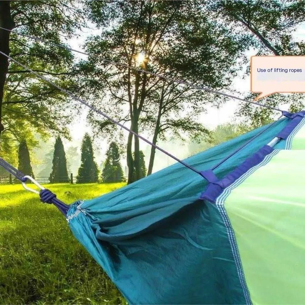 Hammocks Outdoor Fully Automatic Quick-Opening Hammock with Mosquito Net, Outdoor Nylon Cloth Camping Pole Hammock Camping Hammocks(Red)