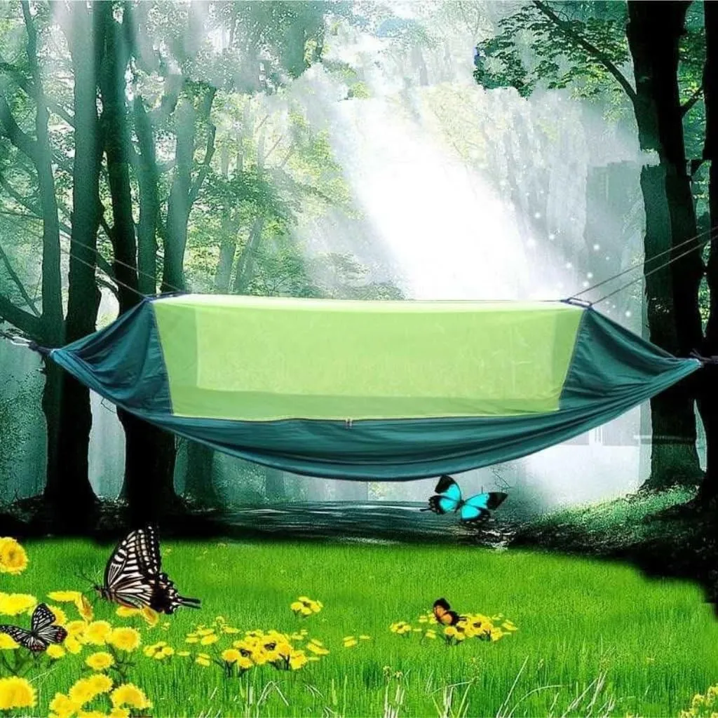 Hammocks Outdoor Fully Automatic Quick-Opening Hammock with Mosquito Net, Outdoor Nylon Cloth Camping Pole Hammock Camping Hammocks(Red)