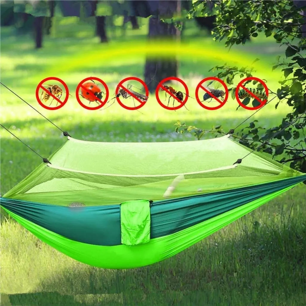 Hammocks Outdoor Fully Automatic Quick-Opening Hammock with Mosquito Net, Outdoor Nylon Cloth Camping Pole Hammock Camping Hammocks(Red)