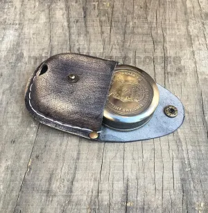 Handmade Nautical Antique Brass Pocket Compass Marine Ship Instrument Magnetic Compass with Leather Case Gift