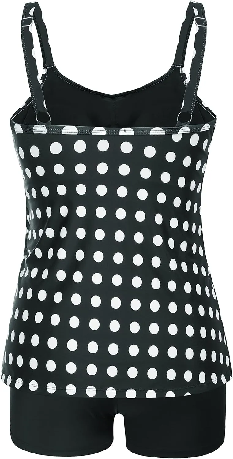 Hanna Nikole Womens Plus Size Two Piece Tankini Swimsuits 3-Tiered Ruffle Flounce Top with High Waisted Bottom