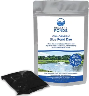 Healthy Ponds Dry Blue Pond Water Dye, Water Soluble Packets, Treats up to 1/4 Acre