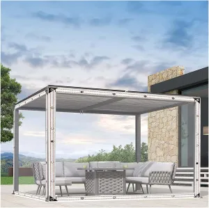 Heavy Duty Clear Waterproof Tarpaulin with EyeletsFurniture Caravan Cover Sheet PVC for Camping Fishing Gardening(1.97x4.92ft/0.6x1.5m)