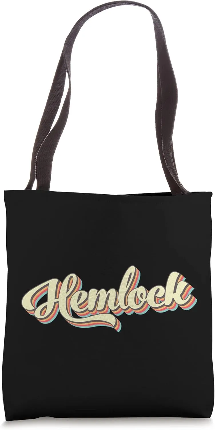 Hemlock TShirt Retro Art Baseball Font Vintage Tote Bag