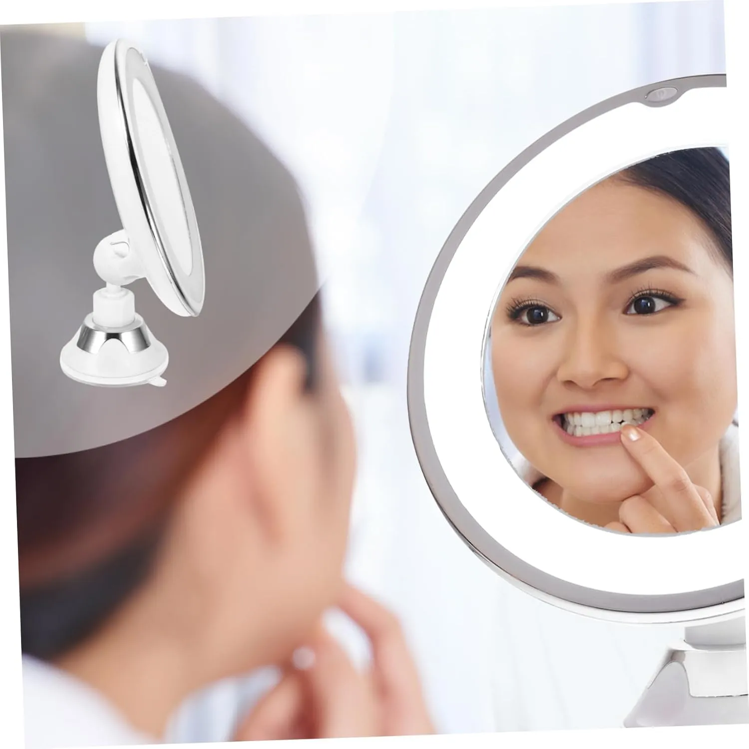Hemoton 10x Led Magnifying Makeup Mirror with Light Suction Cup Compact for Bathroom Tabletop Present