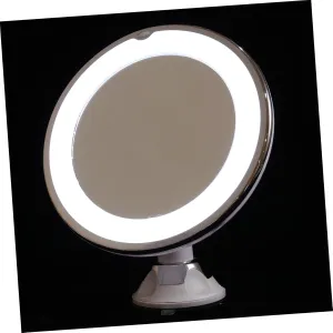Hemoton 10x Led Magnifying Makeup Mirror with Light Suction Cup Compact for Bathroom Tabletop Present