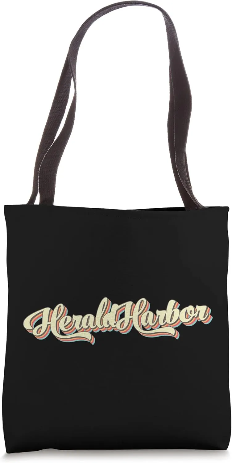 Herald Harbor TShirt Retro Art Baseball Font Vintage Tote Bag