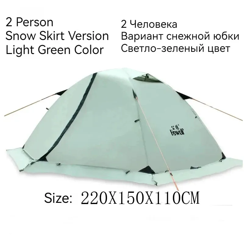 Hewolf Super Strong Double Layer Aluminum Pole 2 Person Waterproof Ultralight Tent With Snow Skirt/4Season Better Use In Winter