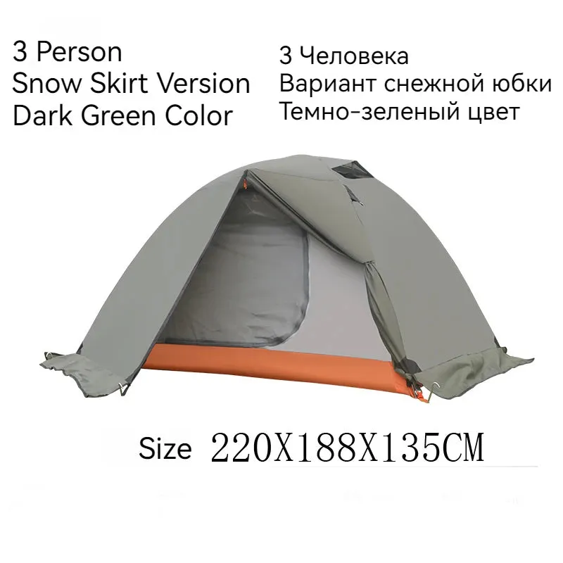 Hewolf Super Strong Double Layer Aluminum Pole 2 Person Waterproof Ultralight Tent With Snow Skirt/4Season Better Use In Winter