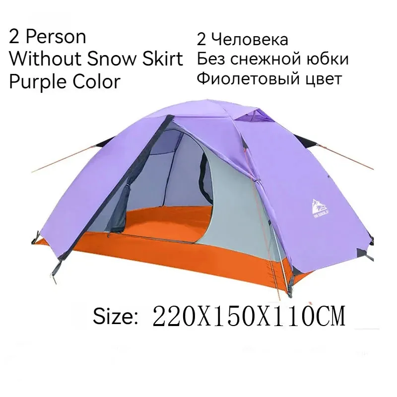 Hewolf Super Strong Double Layer Aluminum Pole 2 Person Waterproof Ultralight Tent With Snow Skirt/4Season Better Use In Winter
