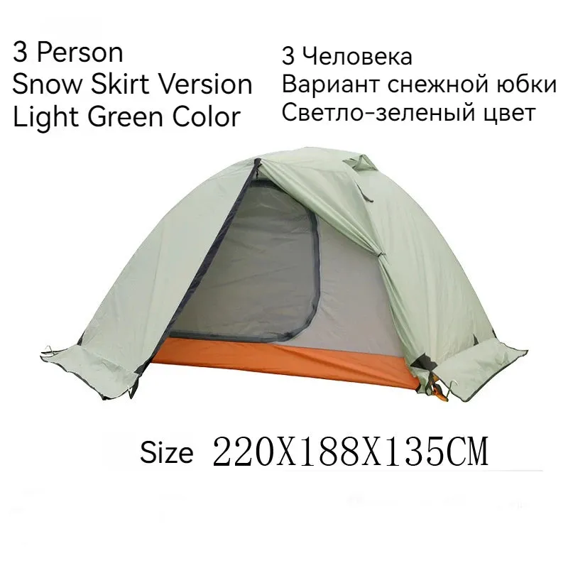 Hewolf Super Strong Double Layer Aluminum Pole 2 Person Waterproof Ultralight Tent With Snow Skirt/4Season Better Use In Winter